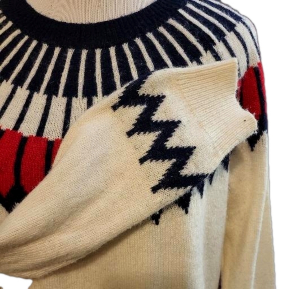 Talbots Women's Sweater - Red, Black, and Cream in a size medium - Picture 4 of 10